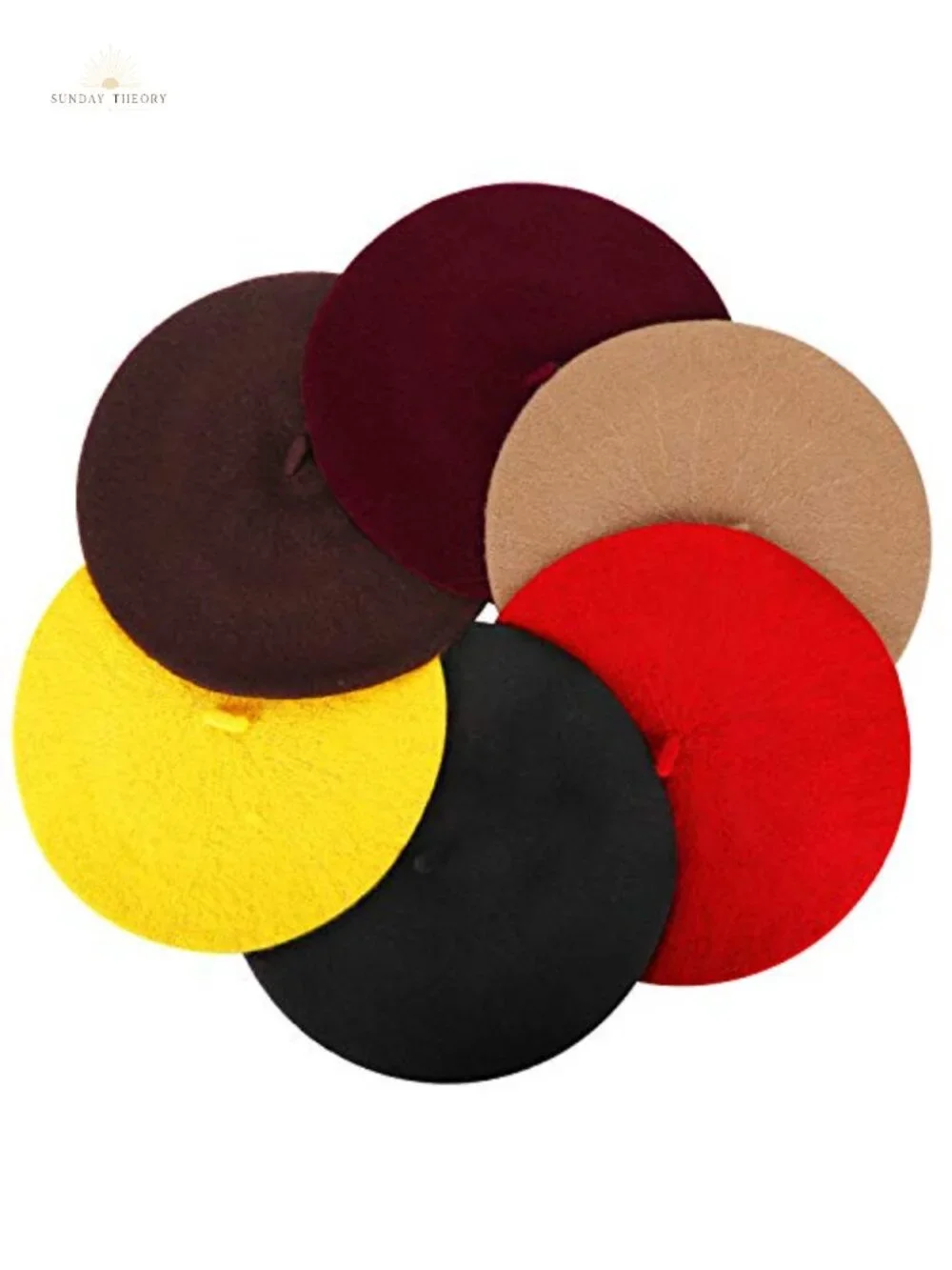 6-Piece Wool Beret Hat French Style Ladies Beret Caps Winter Accessory